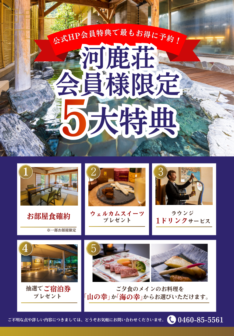公式ホームページ会員特典で最もお得に予約！ | ホテル河鹿荘